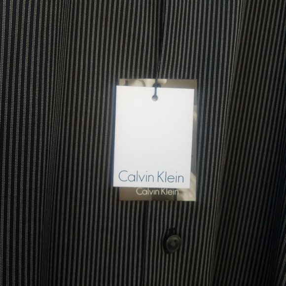 Calvin Klein Black & Grey Striped Dress Shirt - Picture 9 of 16